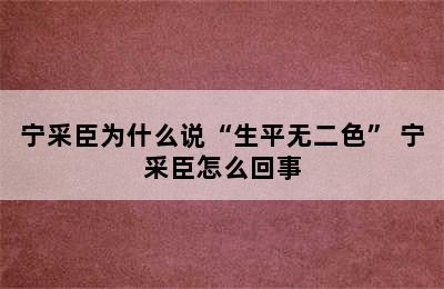 宁采臣为什么说“生平无二色” 宁采臣怎么回事